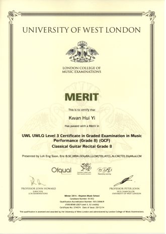 Kwan Hui Yi Guitar Grade 8